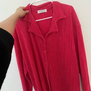 Maria Oversized Plisse Shirt Fuchsia S/M